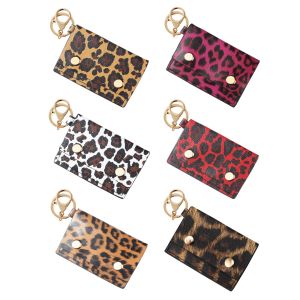 Leopard PU leather keychain pendant, change bag, card bag, handbag, certificate bag