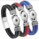 22.5CM Alloy magnet buckle leather woven bracelet fit 20MM Snaps button jewelry wholesale