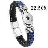22.5CM Alloy magnet buckle leather woven bracelet fit 20MM Snaps button jewelry wholesale