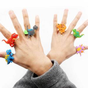 Dinosaur Ring PVC Soft Rubber Finger Ring Silicone Finger Ring Children's Cartoon Ring Baby Kindergarten Gift