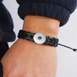 Imitation cowhide woven bracelet fit 20MM Snaps button jewelry wholesale