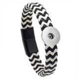 Braided leather magnet buckle bracelet fit 20MM Snaps button jewelry wholesale