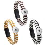 Braided leather magnet buckle bracelet fit 20MM Snaps button jewelry wholesale