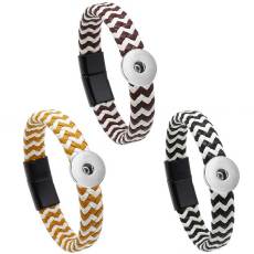Braided leather magnet buckle bracelet fit 20MM Snaps button jewelry wholesale