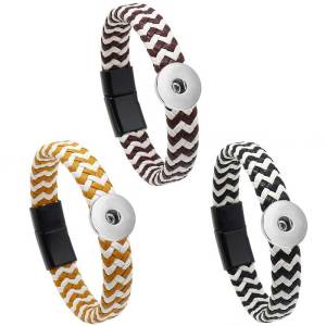 Braided leather magnet buckle bracelet fit 20MM Snaps button jewelry wholesale