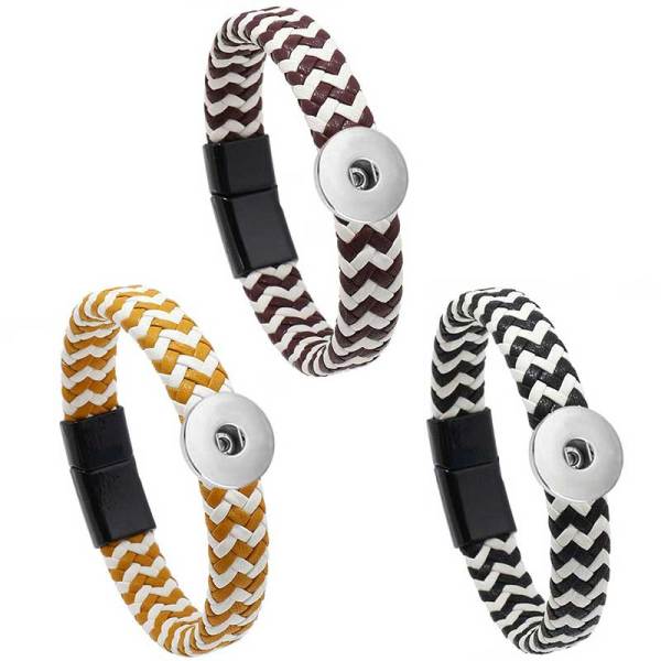 Braided leather magnet buckle bracelet fit 20MM Snaps button jewelry wholesale