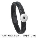 Braided leather magnet buckle bracelet fit 20MM Snaps button jewelry wholesale
