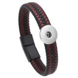 Braided leather magnet buckle bracelet fit 20MM Snaps button jewelry wholesale