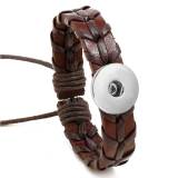 Imitation cowhide woven bracelet fit 20MM Snaps button jewelry wholesale