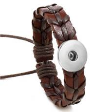Imitation cowhide woven bracelet fit 20MM Snaps button jewelry wholesale