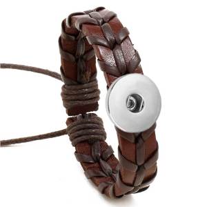 Imitation cowhide woven bracelet fit 20MM Snaps button jewelry wholesale