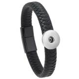 Braided leather magnet buckle bracelet fit 20MM Snaps button jewelry wholesale