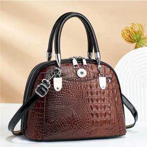 Vintage Light Luxury Leather Crocodile Pattern One Shoulder Crossbody Bag Temperament Handbag fit 20MM Snaps button jewelry wholesale