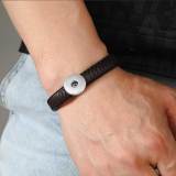 Braided leather magnet buckle bracelet fit 20MM Snaps button jewelry wholesale