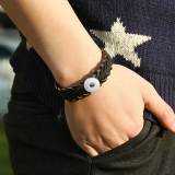Imitation cowhide woven bracelet fit 20MM Snaps button jewelry wholesale