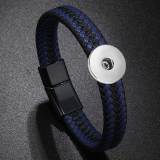 Braided leather magnet buckle bracelet fit 20MM Snaps button jewelry wholesale