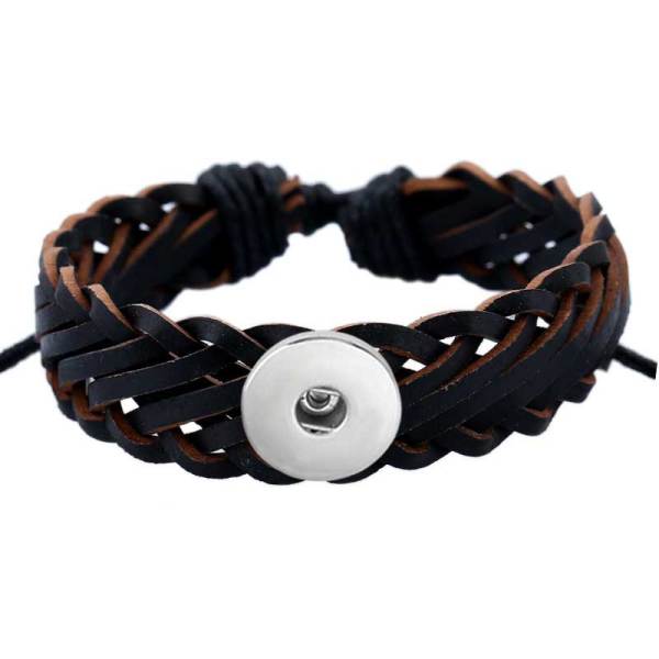 Imitation cowhide woven bracelet fit 20MM Snaps button jewelry wholesale