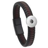 Braided leather magnet buckle bracelet fit 20MM Snaps button jewelry wholesale