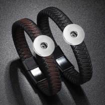 Braided leather magnet buckle bracelet fit 20MM Snaps button jewelry wholesale