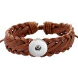 Imitation cowhide woven bracelet fit 20MM Snaps button jewelry wholesale