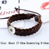 Imitation cowhide woven bracelet fit 20MM Snaps button jewelry wholesale