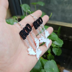Acrylic Halloween Funny BOO Ghost Earrings