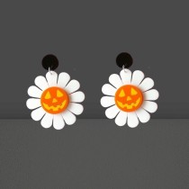 Acrylic Halloween Terror Smiling Face Pumpkin Sunflower Earrings
