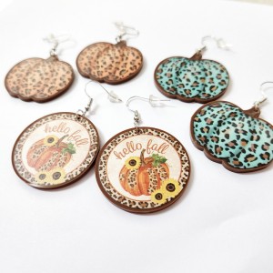 Acrylic Thanksgiving Autumn Leopard Blue Pumpkin Sunflower Earrings