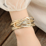 Fashionable multi-layer PU leather Bohemian alloy magnetic clasp bracelet