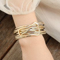 Fashionable multi-layer PU leather Bohemian alloy magnetic clasp bracelet