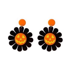 Acrylic Halloween Terror Smiling Face Pumpkin Sunflower Earrings