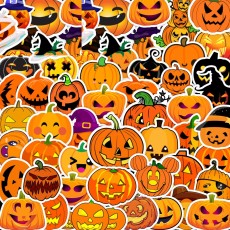 50 pieces of Halloween pumpkin lantern graffiti stickers, luggage, car, laptop, skateboard, water cup decoration, waterproof stickers