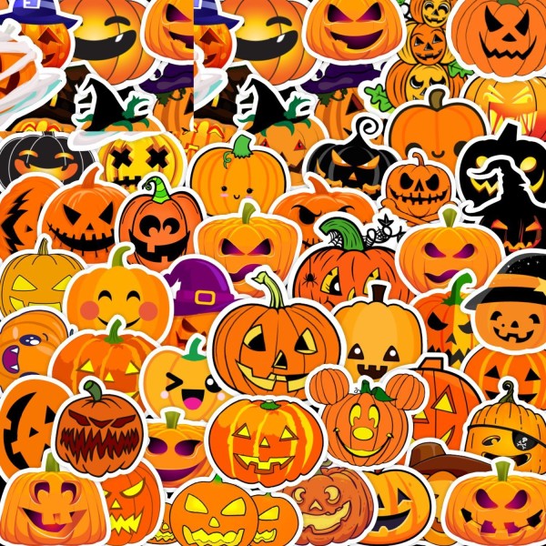 50 pieces of Halloween pumpkin lantern graffiti stickers, luggage, car, laptop, skateboard, water cup decoration, waterproof stickers