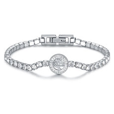 Stainless steel Life Tree Zircon bracelet