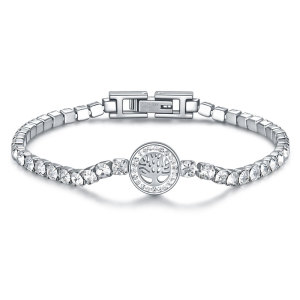Stainless steel Life Tree Zircon bracelet