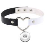 PU leather love heart shaped collar with collarbone necklace short style fit  20MM Snaps button jewelry wholesale