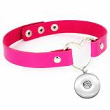 PU leather love heart shaped collar with collarbone necklace short style fit  20MM Snaps button jewelry wholesale