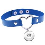 PU leather love heart shaped collar with collarbone necklace short style fit  20MM Snaps button jewelry wholesale