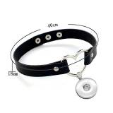 PU leather love heart shaped collar with collarbone necklace short style fit  20MM Snaps button jewelry wholesale