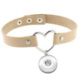 PU leather love heart shaped collar with collarbone necklace short style fit  20MM Snaps button jewelry wholesale