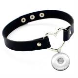 PU leather love heart shaped collar with collarbone necklace short style fit  20MM Snaps button jewelry wholesale