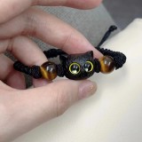 Black Cat Beaded Woven Bracelet