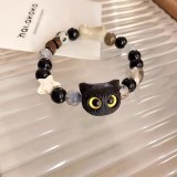 Black Cat Beaded Woven Bracelet