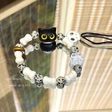 Black Cat Beaded Woven Bracelet