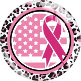 20MM Pink Ribbon Print glass snaps buttons  DIY jewelry