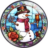 20MM Christmas Snowman Print glass snaps buttons  DIY jewelry