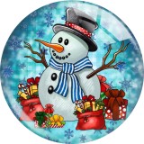20MM Christmas Snowman Print glass snaps buttons  DIY jewelry