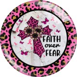 20MM Pink Ribbon Print glass snaps buttons  DIY jewelry