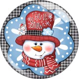 20MM Christmas Snowman Print glass snaps buttons  DIY jewelry