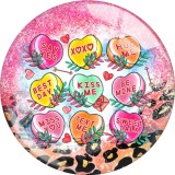 20MM Valentine's Day Love Print glass snaps buttons  DIY jewelry
